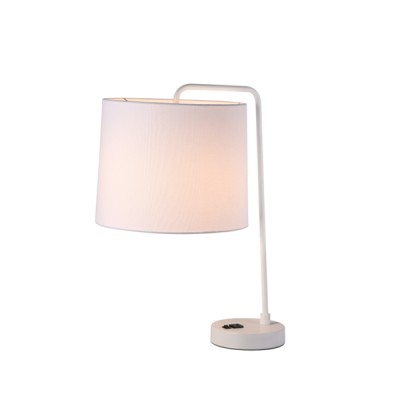 White Bedside Guestroom Table Lamp Round Base