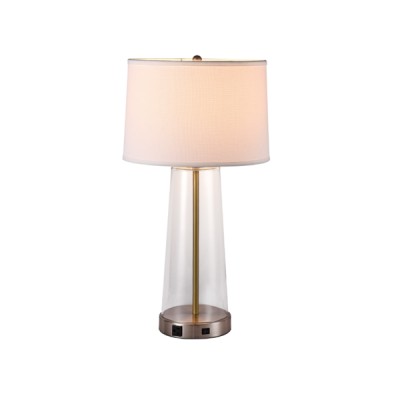 Ivory Linen Glass Table Lamp