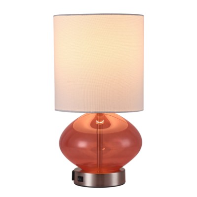 Glass Table Lamp TrIbeca Coral-Brushed Nickel Lamp