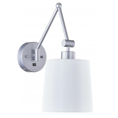 Matte Silver Swing Arm Wall Lamp for Bedside