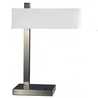 Nickel Table Lamp With Outlet