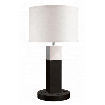 Marble Table Lamp White Linen