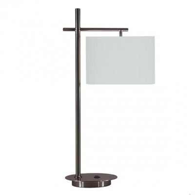Nickel Desk Lamp With White Linen Shade