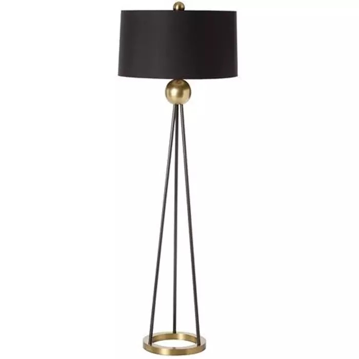 Standing Lamp For Nursery Drum-Shaped Black Fabric
