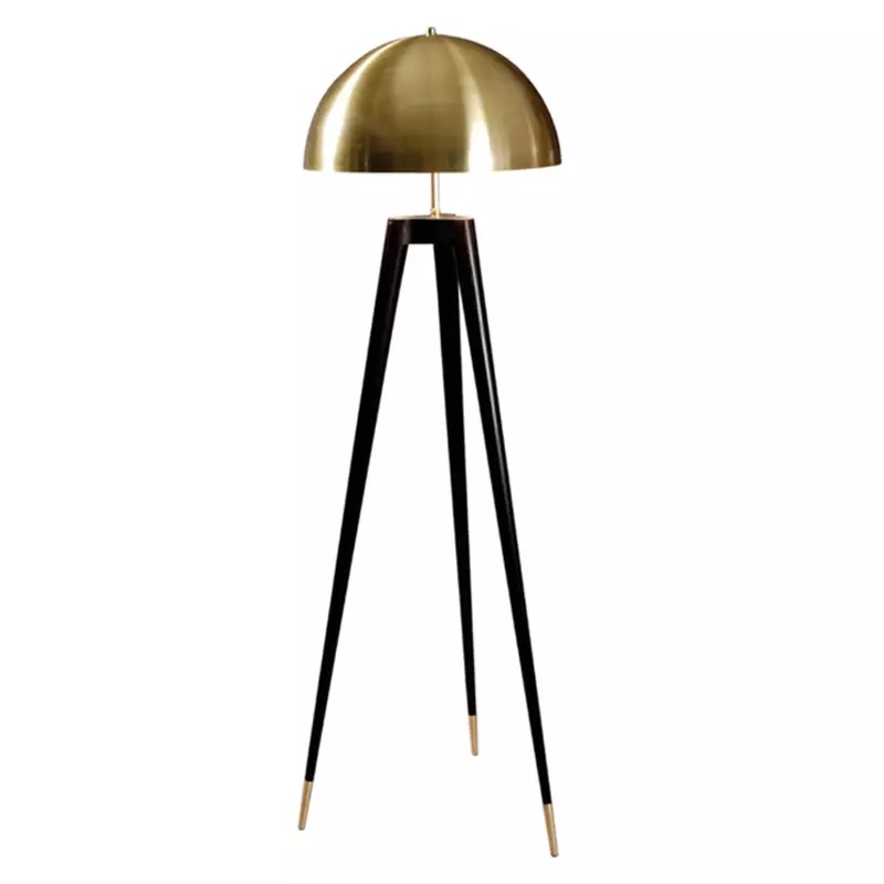 Tripod Floor Lamp With Brass Shade