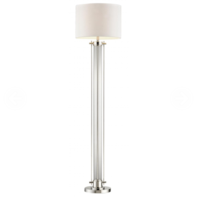 Glass Floor Lamp Polished Nickel-Clear