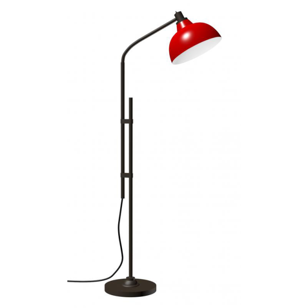 Long Arm Floor Lamp Espresso-Red Shade