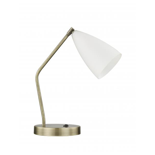 Brass Desk Lamp With Frosted White Shade