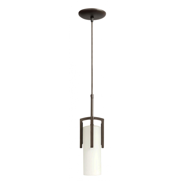 Bronze Pendant Light With Frosted White Shade