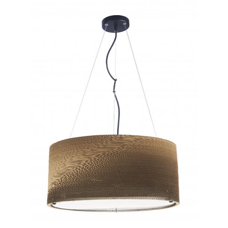 Camel Matte Black Fabric Pendant Light